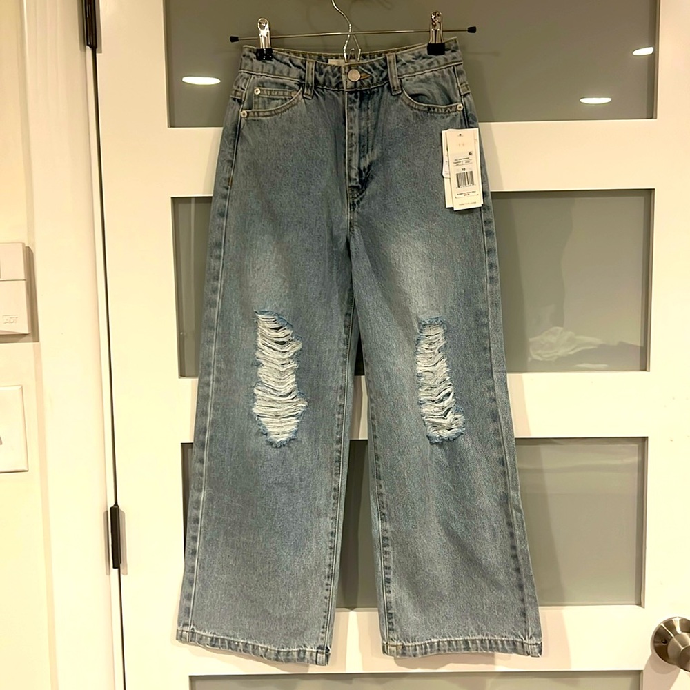 HABITUAL girl Girl's High-Rise Wide Leg Jeans distressed NWT sz 10
